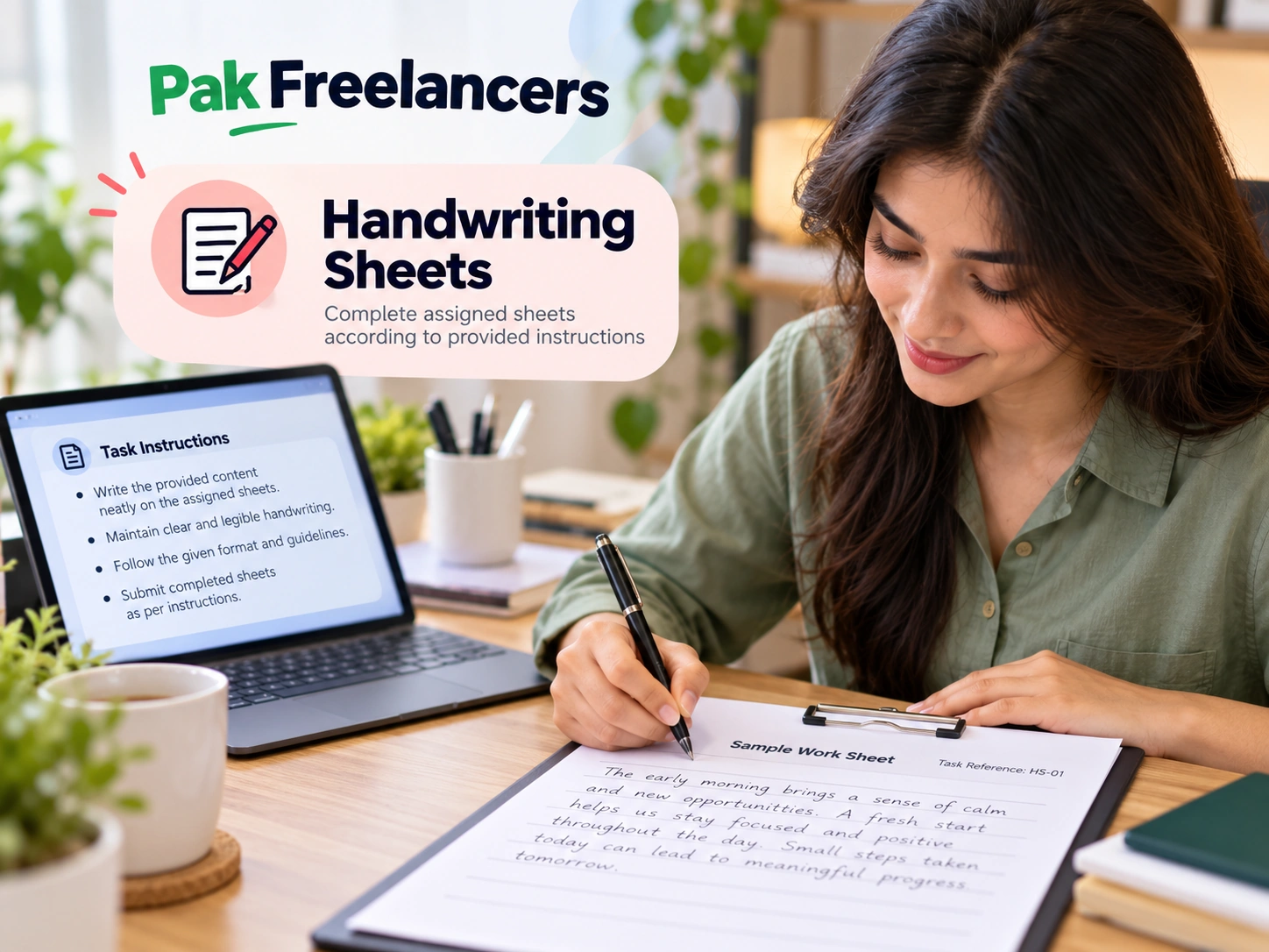 Handwriting sheets task